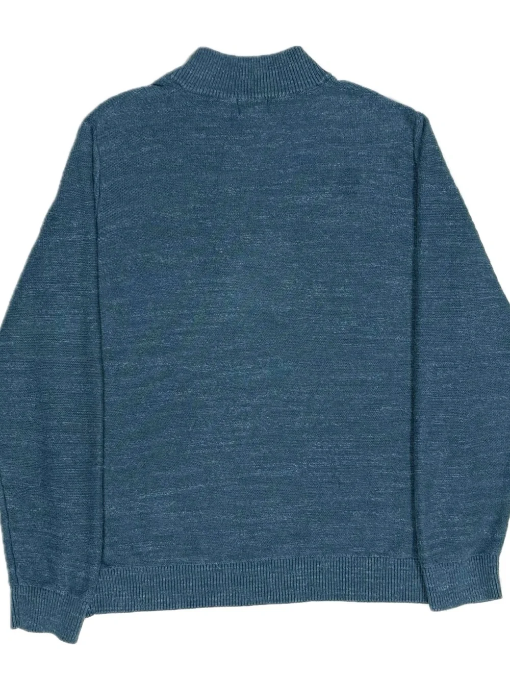 LL Bean 100% organic cotton cyan blue quarter zip knit sweater mens large‎